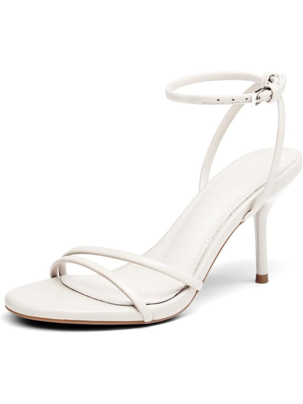 Women's White Strappy High Heels Sandals Open Toe Ankle Strap Summer Dress Shoes